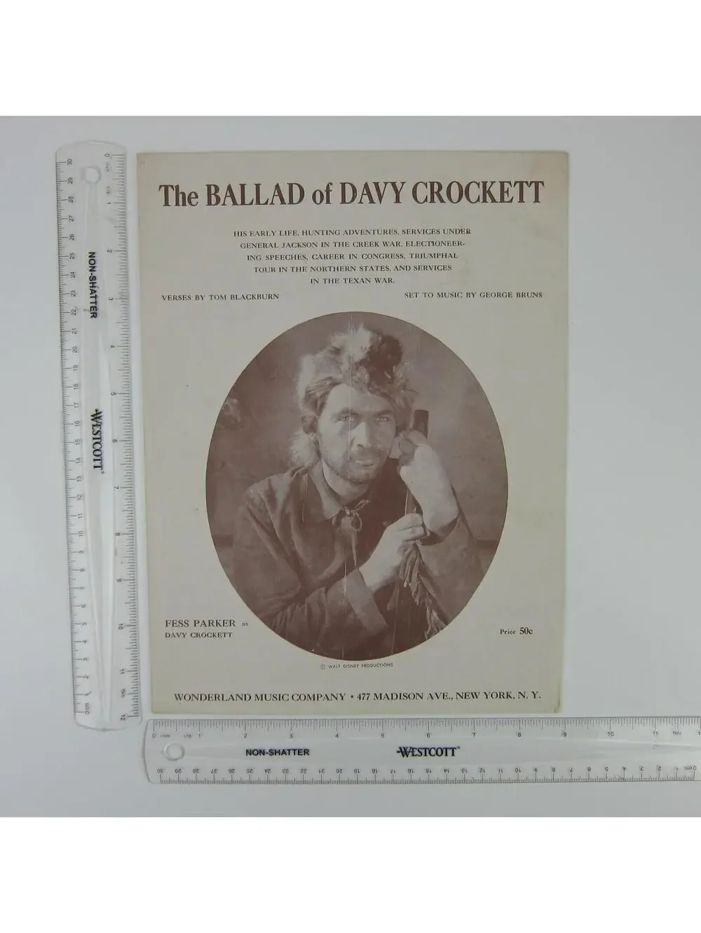 Sheet Music The Ballad of Davy Crockett Tom Blackburn George Bruns Vintage 1954